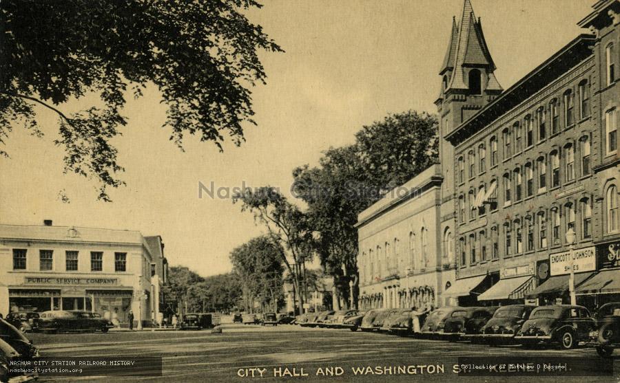 Postcard: City Hall and Washington Street - Keene, New Hampshire